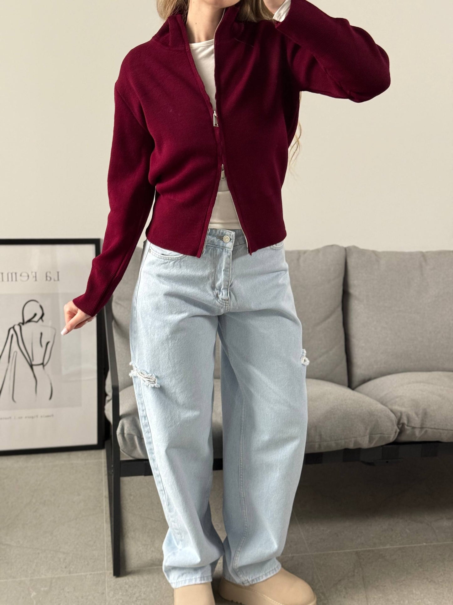 Облягаючий кардиган з блискавкою