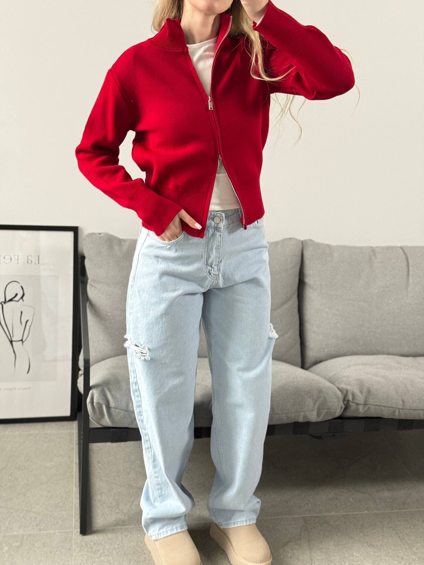 Облягаючий кардиган з блискавкою