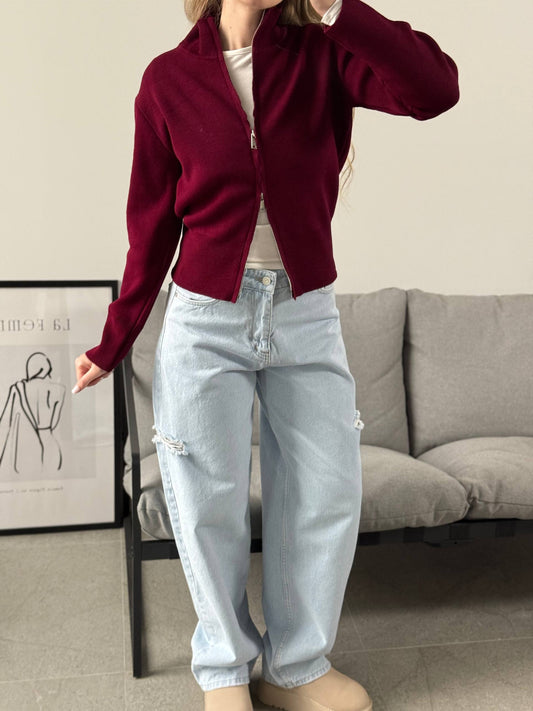 Облягаючий кардиган з блискавкою